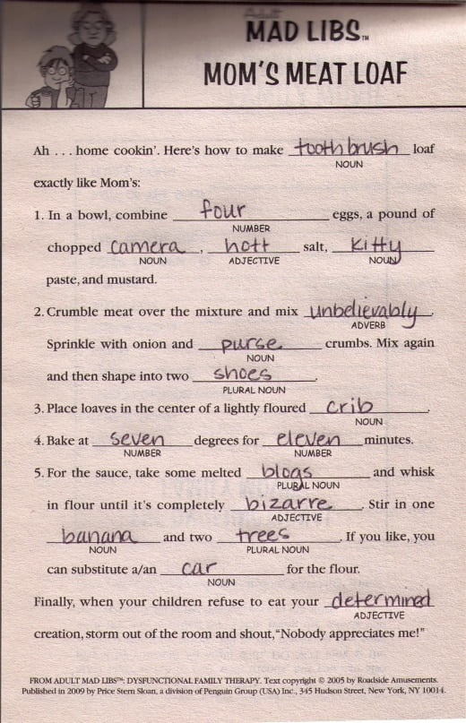 Mad Libs Monday Mom S Meat Loaf By Evonne From Sell Party Of 4 Half Scratched