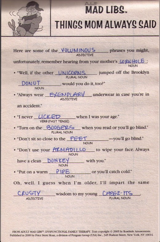 Mad Libs Monday Things Mom Always Said By Kalli Verbecky Of My Life As A Kalli Half Scratched
