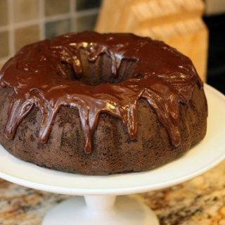cookie dough chocolate bundt cake with chocolate glaze