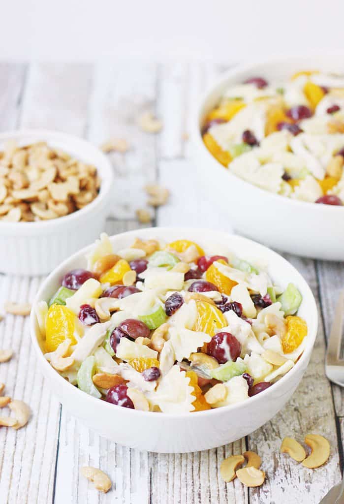 Heavenly Chicken Bow Tie Pasta Salad with Grapes and Cashews Recipe