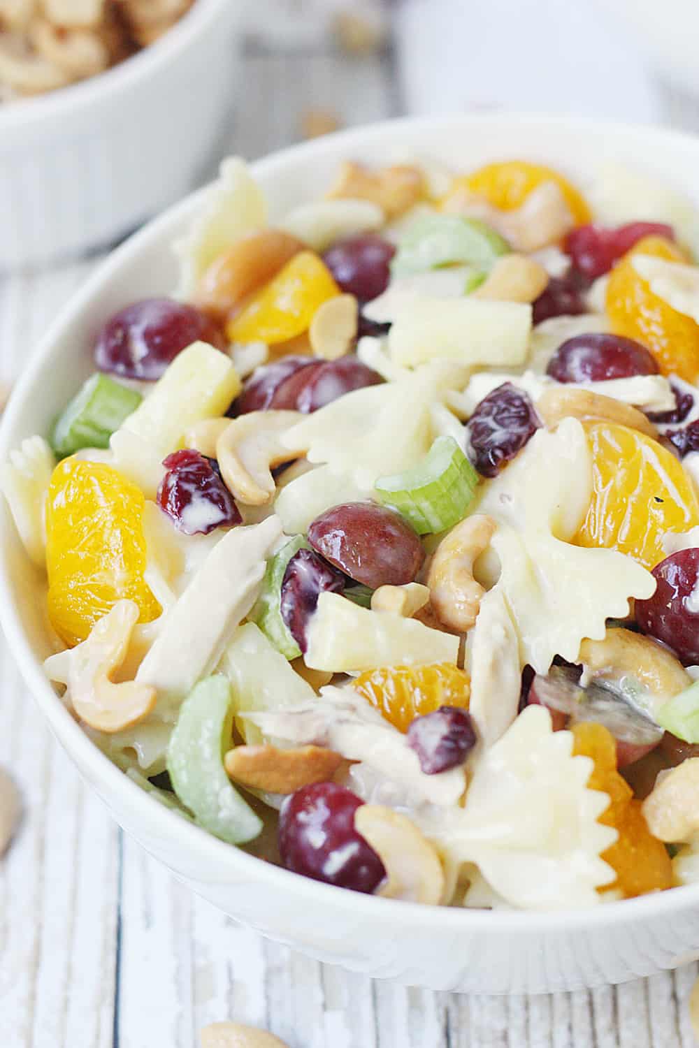 Chicken Bow Tie Pasta Salad with Grapes and Cashews  HalfScratched