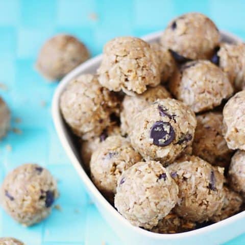 No-bake peanut butter oatmeal protein bites 1 -- THE BEST recipe for energy bites I have ever tasted!