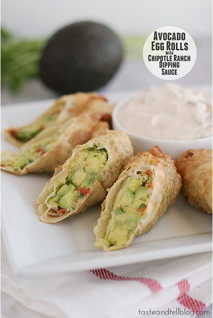 avocado egg rolls with chipotle dipping sauce