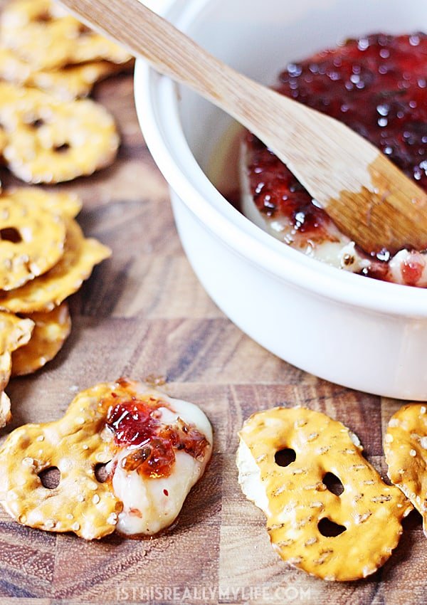 Baked Brie with Sweet Pepper Jelly HalfScratched