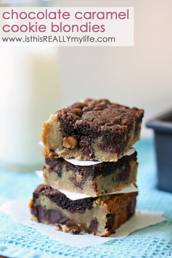 Chocolate Caramel Cookie Blondies Recipe #McCormickBakeSale Chocolate Caramel Cookie Blondies Recipe