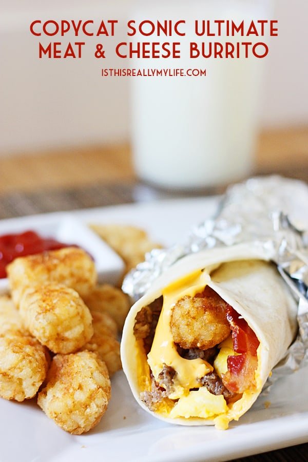 Copycat Sonic Ultimate Meat & Cheese Burrito - This copycat Sonic Ultimate Meat & Cheese Burrito recipe comes as close to the drive-thru original as possible. Don't forget to throw in an extra side of tots! | halfscratched.com