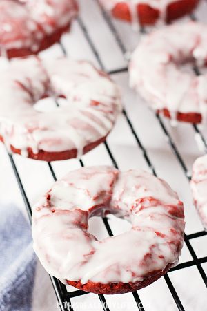 Baked Chocolate Chip Red Velvet Donuts | Half-Scratched