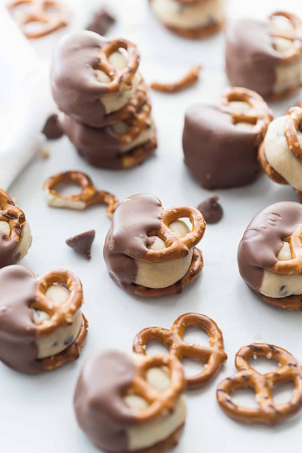 Cookie Dough Pretzel Bites on a table.