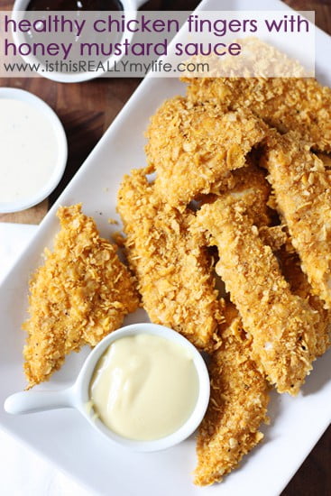 Healthy Chicken Fingers With Honey Mustard Sauce Half Scratched
