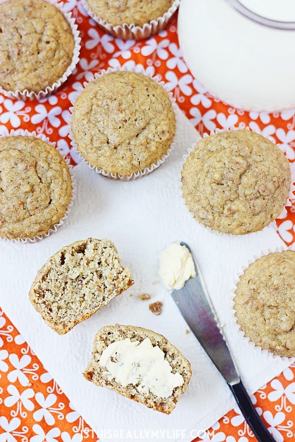 Healthy Honey & Spice Banana Muffins HalfScratched
