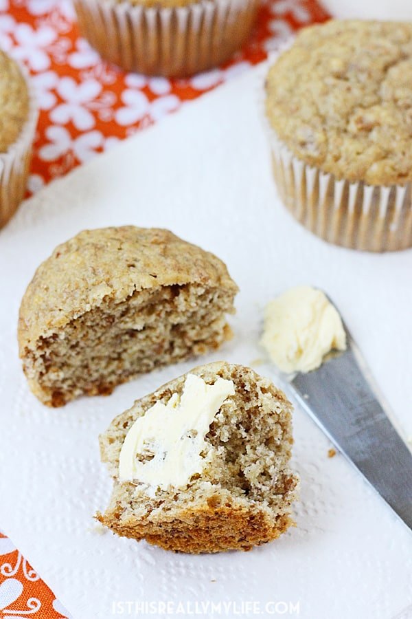 Healthy Honey & Spice Banana Muffins HalfScratched