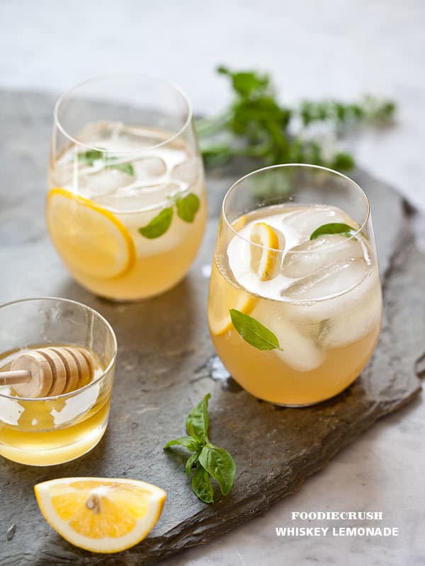 whiskey lemonade with honey simple syrup