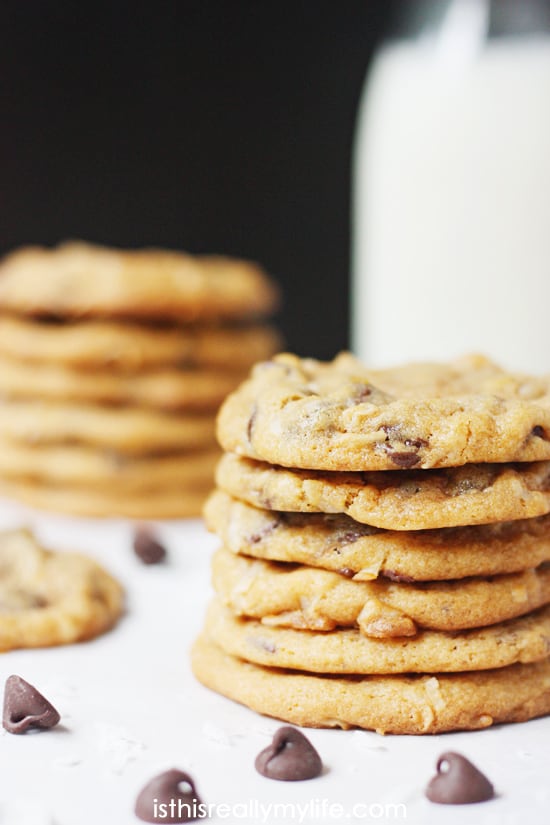 Butterscotch Coconut Chocolate Chip Pudding Cookies HalfScratched