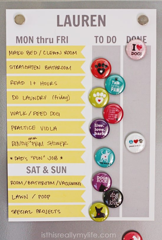 Chore Chart Magnet Template