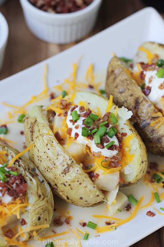 Cheesy Double Potato Baked Potatoes in Less Than 15 Minutes Half