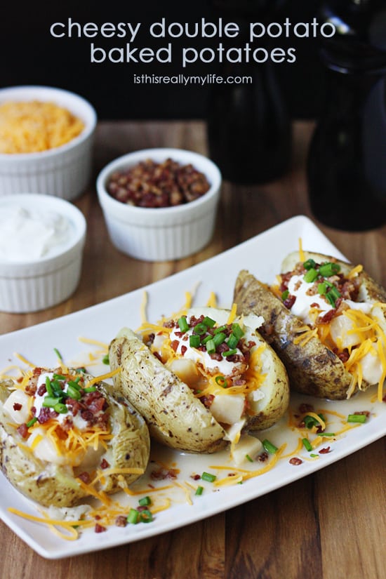 Cheesy Double Potato Baked Potatoes in Less Than 15 Minutes Half