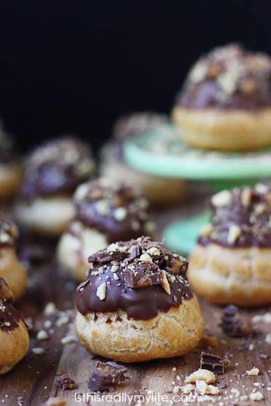 Peanut Butter Cup Cream Puffs -- they look gourmet but were made by a beginner. Recipe plus link to step by step tutorial.