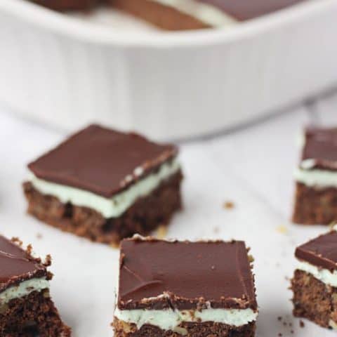 Lower Calorie BYU Mint Brownies with Chocolate Ganache - substitute Splenda granulated no calorie sweetener for the sugar and you save 1,200 calories! Substituting is optional as are the walnuts. They are yummy either way!