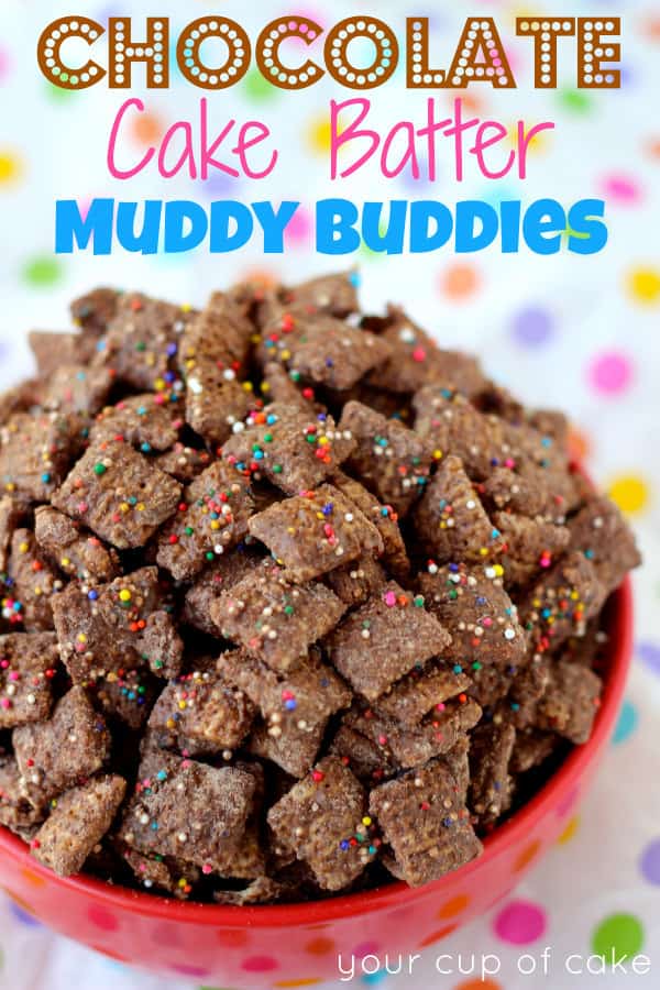 Chocolate cake batter puppy chow