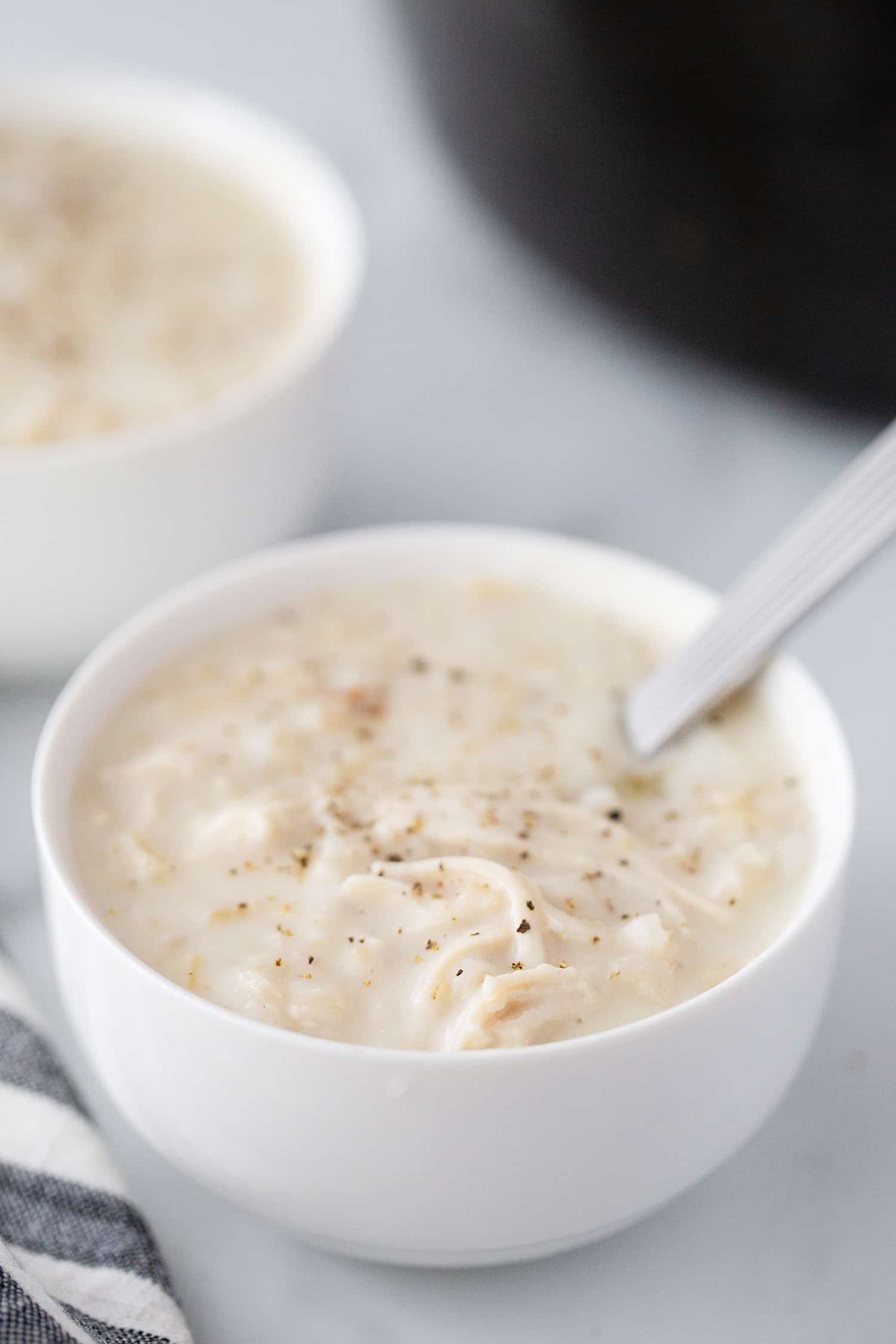 Creamy Chicken and Rice Soup finished and served