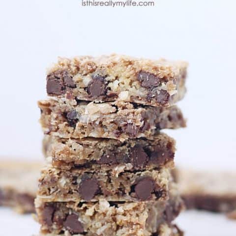 Coconut Chocolate Chip Saucepan Bars -- you make the cookie dough in a saucepan before spreading it into a 9x13 to bake. Some of the best bar cookies I have ever devoured!