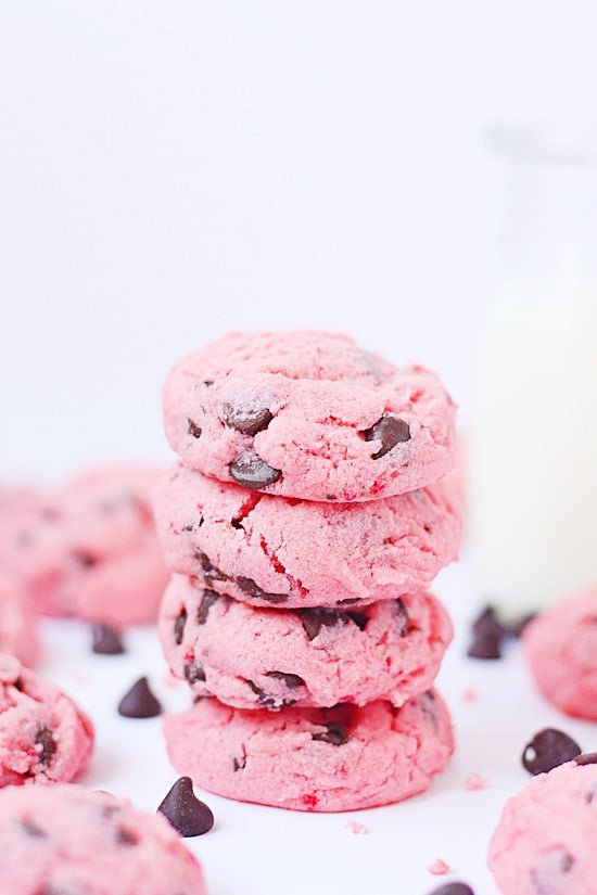 Strawberry Chocolate Chip Cake Mix Cookies | Half-Scratched