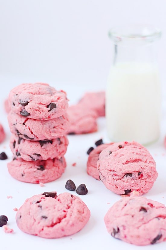 Strawberry Chocolate Chip Cake Mix Cookies