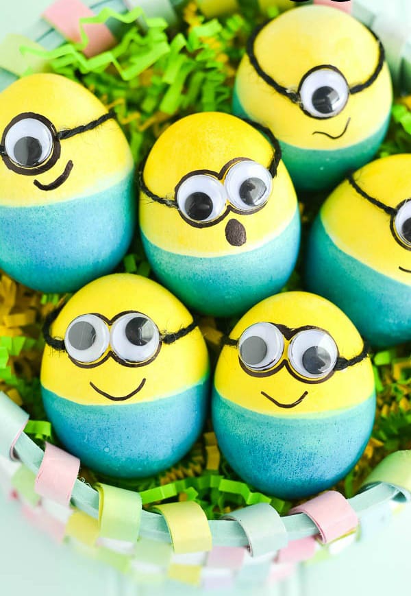 Dyed Minion Easter eggs