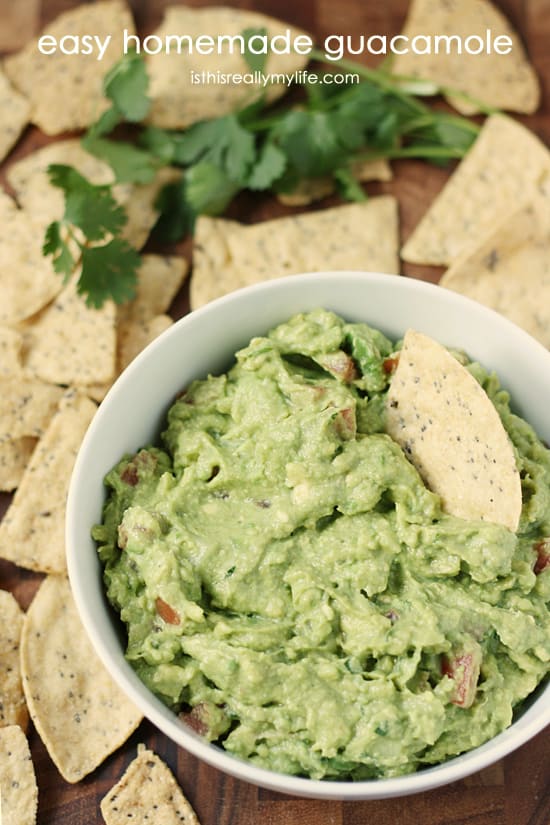 Easy homemade guacamole -- one of the most delicious homemade guacamole recipes I have ever tasted!