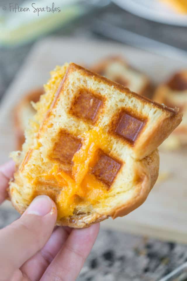 Waffle baker grilled cheese sandwich