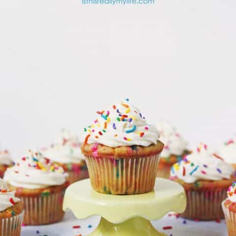 Homemade Funfetti Cupcakes with Vanilla Buttercream Frosting