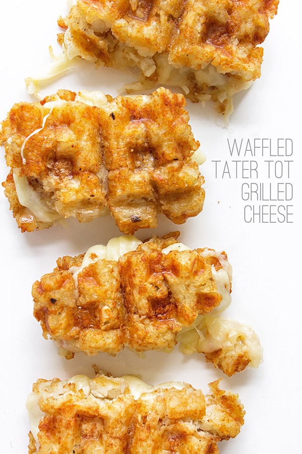 Waffled tater tot grilled cheese
