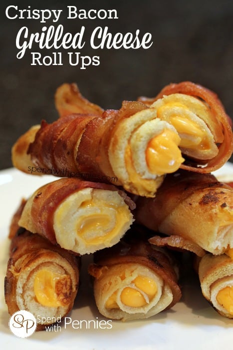 Crispy bacon grilled cheese roll-ups