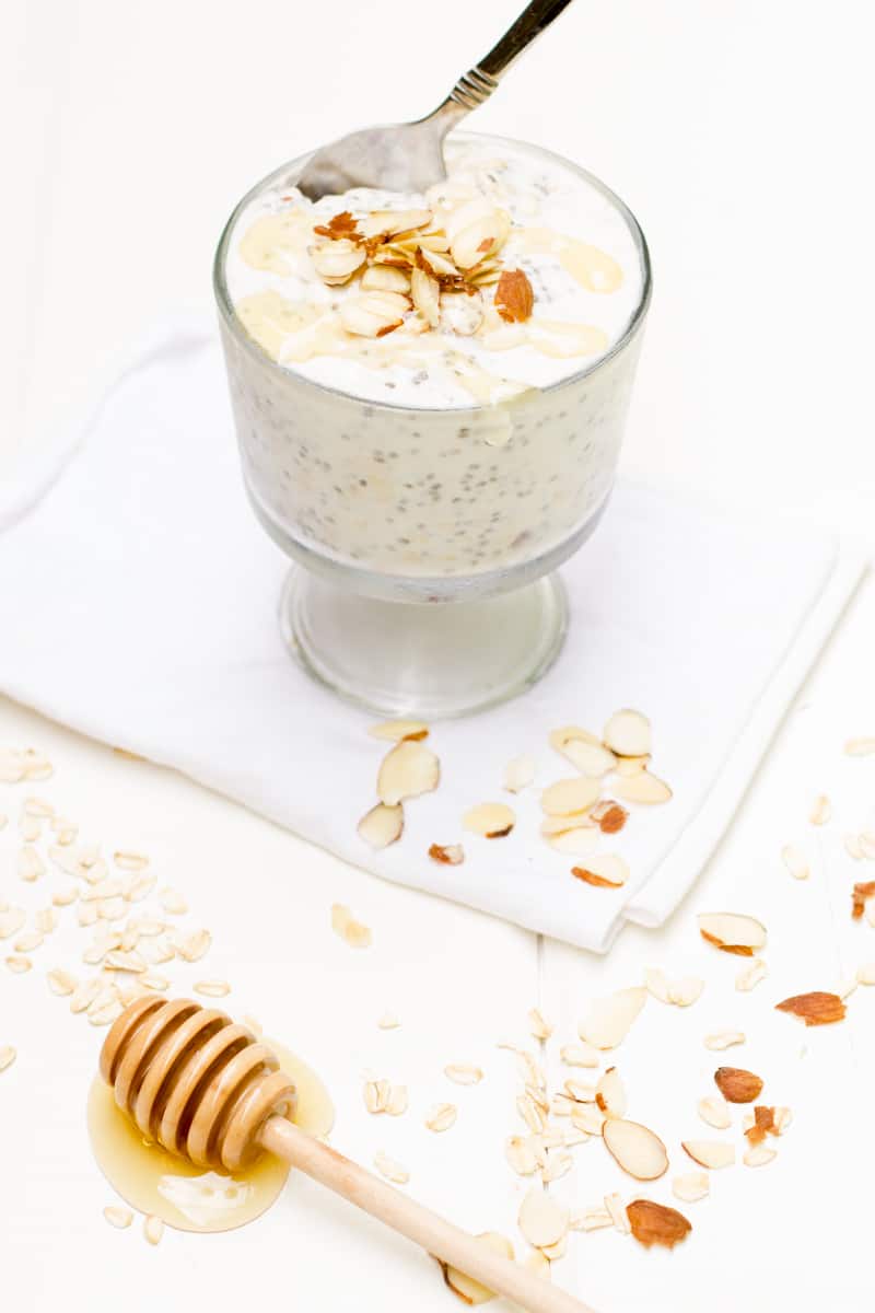 Toasted almond and honey overnight oats