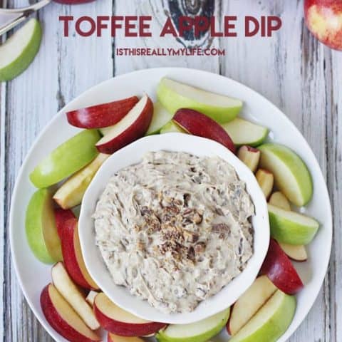 Toffee Apple Dip -- only 5 ingredients and 5 minutes for the most decadent dessert dip. Perfect with apples, graham crackers, pretzels...the options are endless!