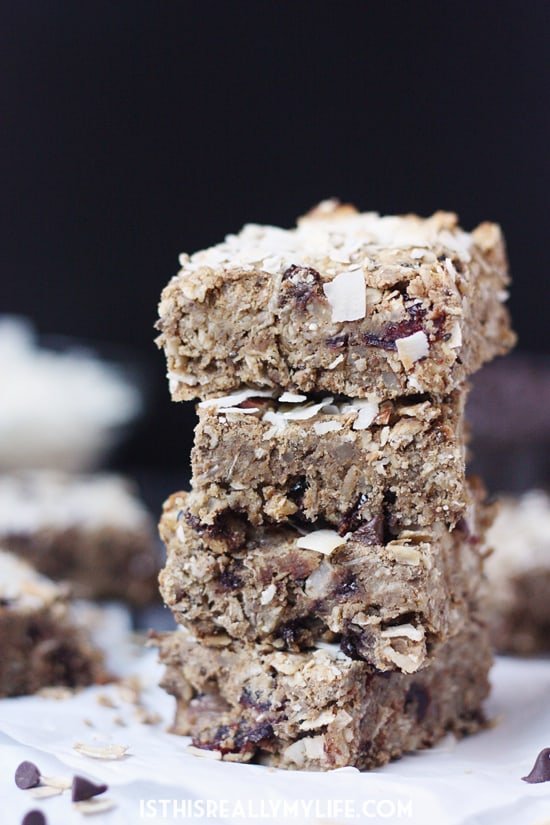 Chocolate Cranberry Oatmeal Protein Bars HalfScratched