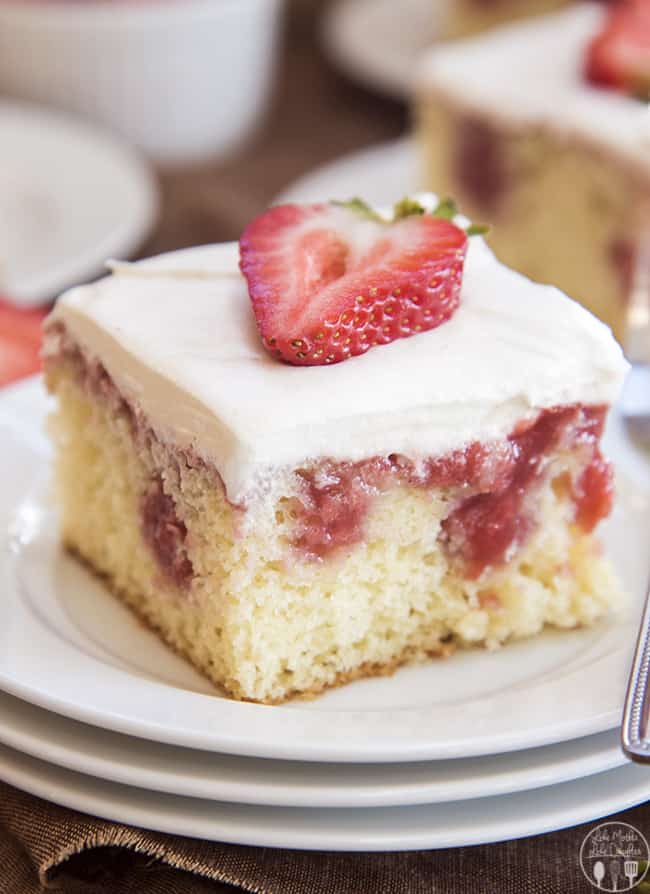 Strawberries and cream poke cake