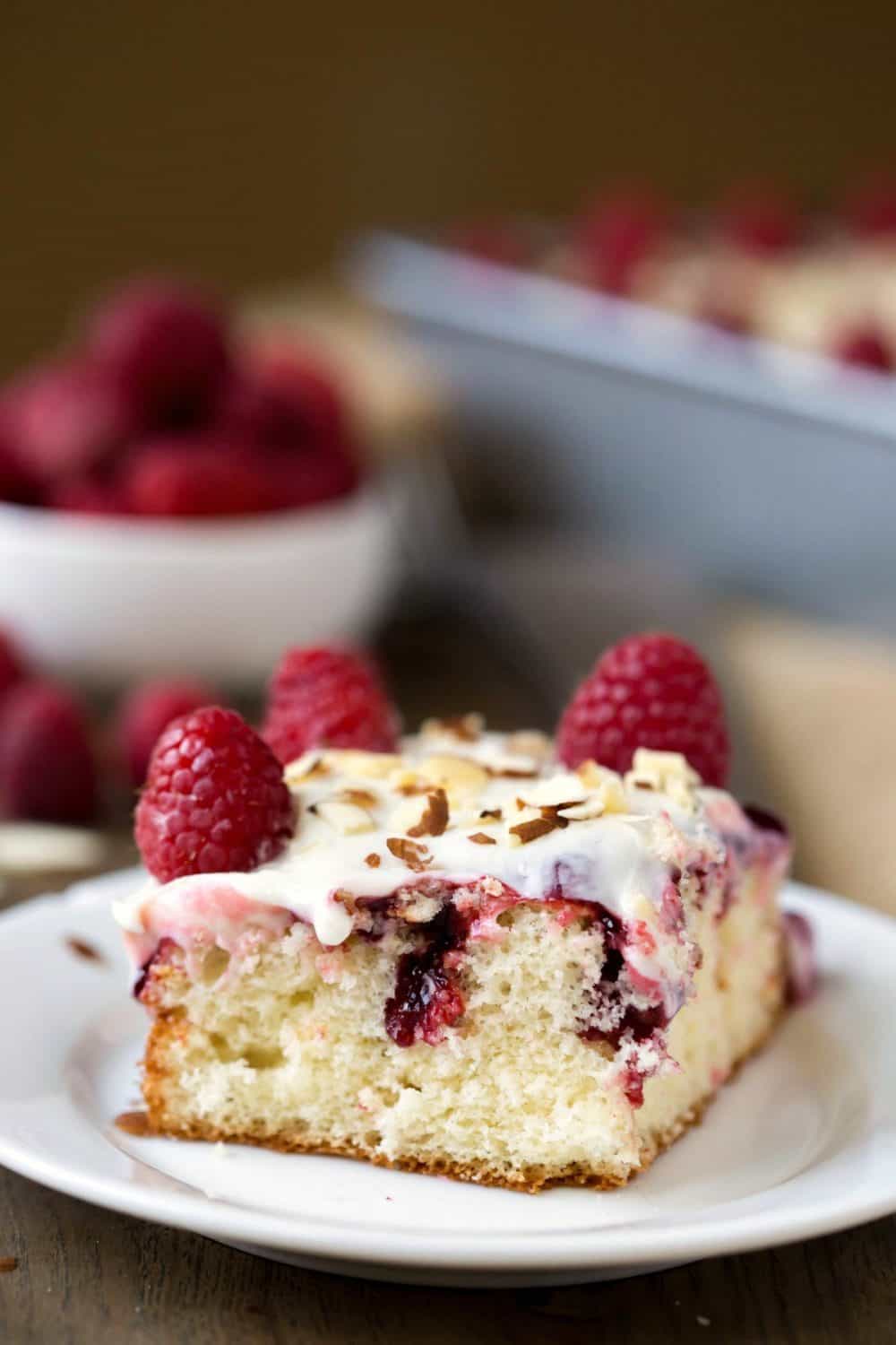 White raspberry poke cake from I Heart Eating