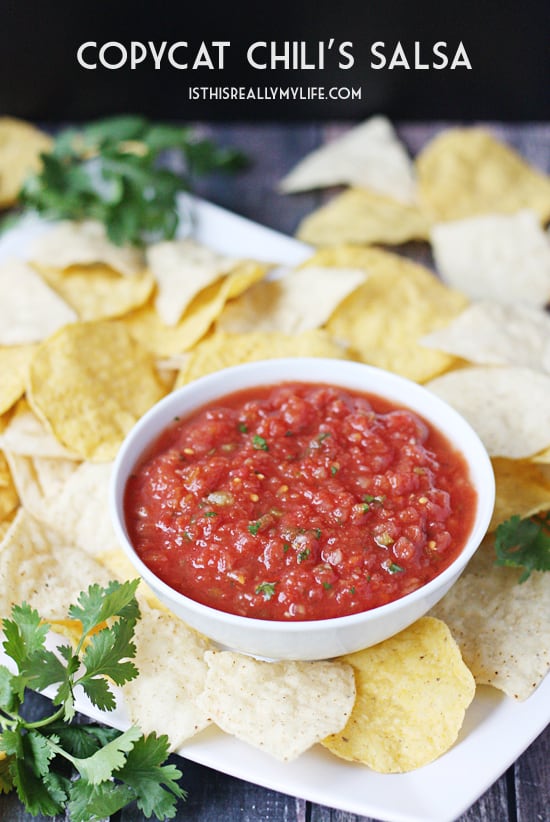 Copycat Chilis Salsa -- After comparing other copycat Chilis salsa recipes and making a few tweaks, this version is by far the closest to the original...and extremely addictive.