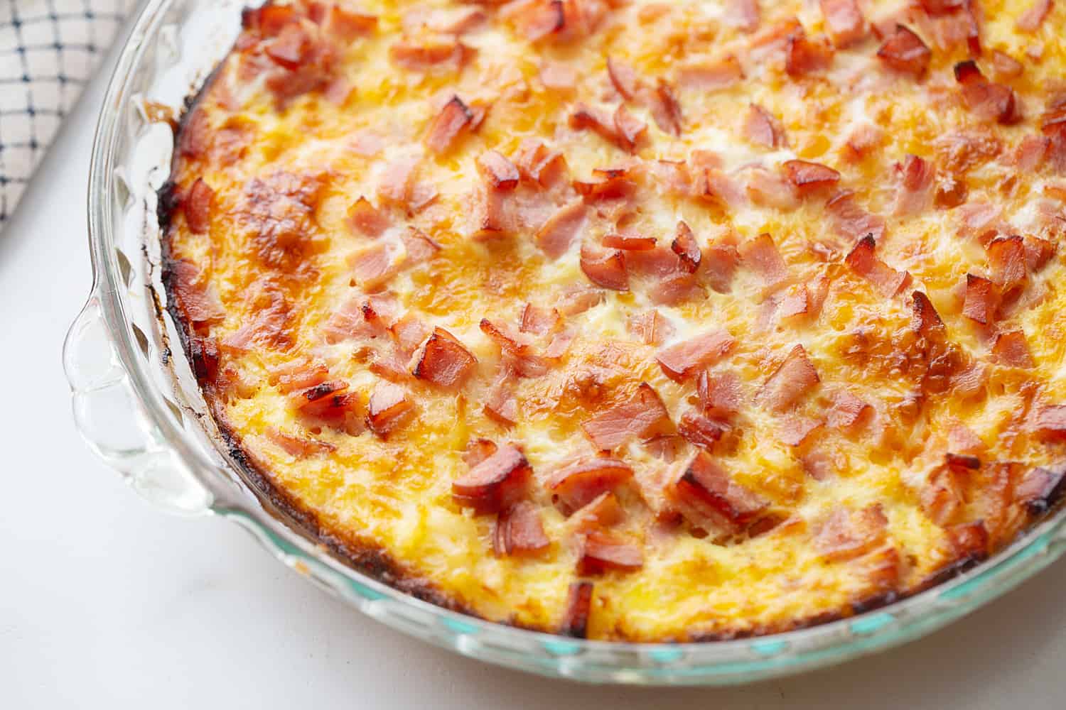 Hashbrown Breakfast Casserole in a glass pan.