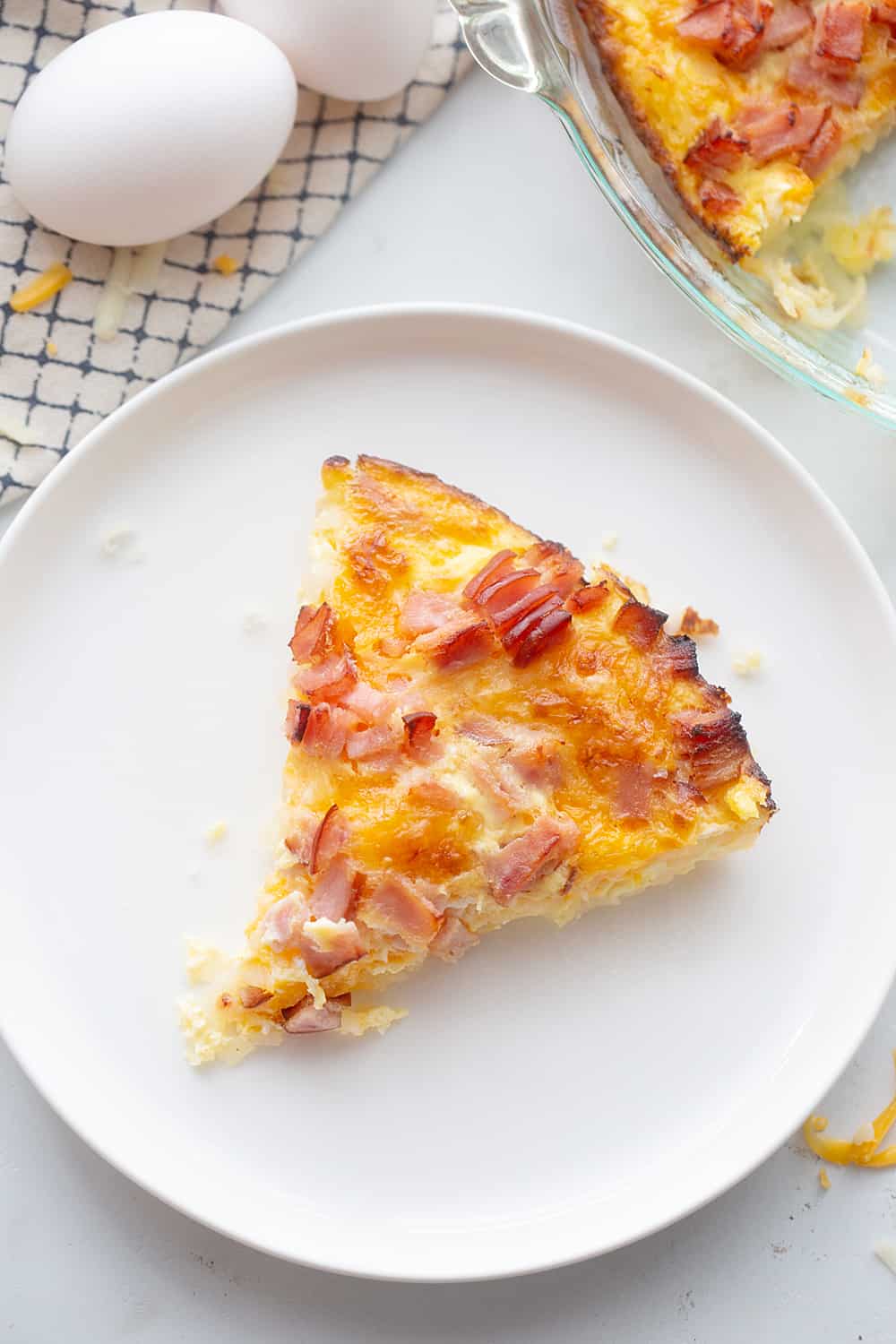 Hashbrown Breakfast Casserole slice on a plate.