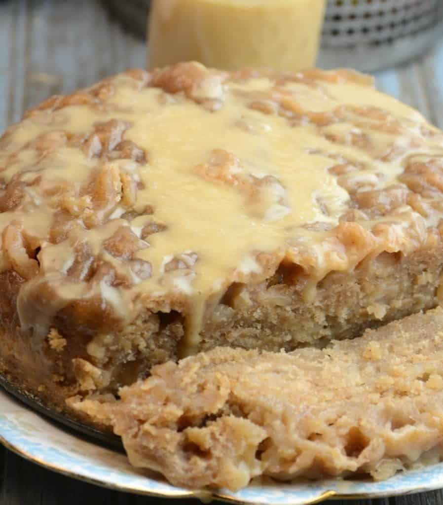 Instant Pot apple bread with salted caramel icing -- pressure cooker dessert recipe