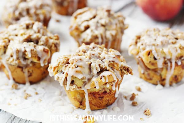 Peach Crisp Monkey Bread Muffins