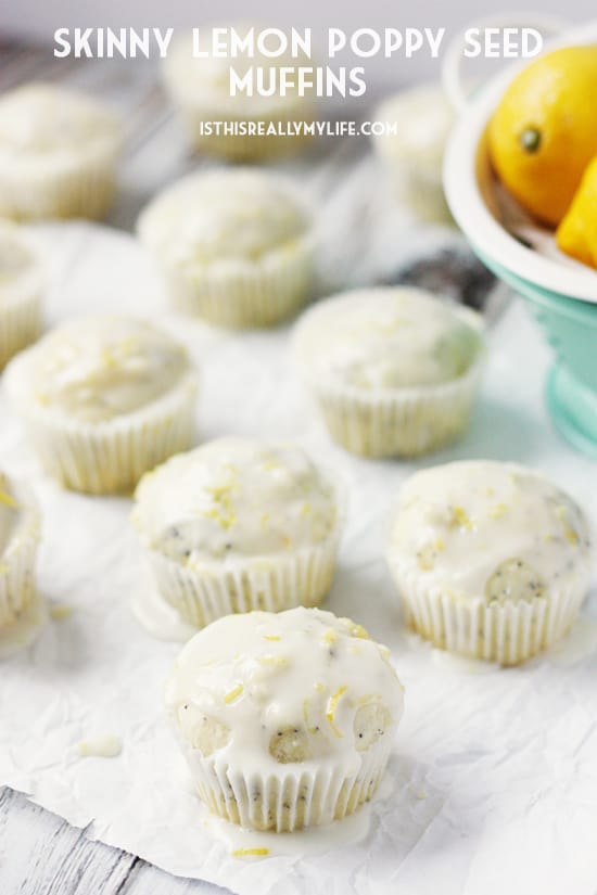 Skinny Lemon Poppy Seed Muffins -- These skinny lemon poppy seed muffins are a great option for healthy snacking—full of flavor but not full of calories, fat and sugar!