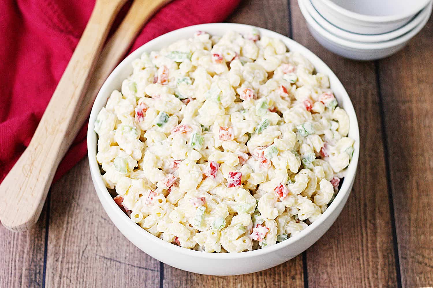 Best Ever Macaroni Salad top side view.