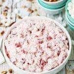Cherry Pie Salad - Cherry pie salad requires six simple ingredients and less than six minutes to make and receives rave reviews whenever I serve it! | halfscratched.com