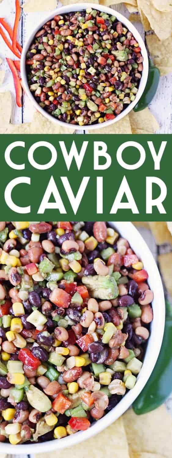 Cowboy Caviar - Cowboy caviar (a.k.a. cowboy salsa) is perfect for feeding a large crowd on Cinco de Mayo, Taco Tuesday or any day calling for amazing chips and salsa! | halfscratched.com