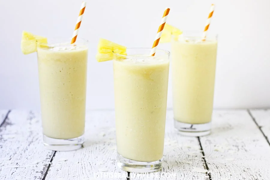 Pineapple Coconut Protein Smoothie - This pineapple coconut protein smoothie is perfect for those who love the heavenly combination of pineapple and coconut and want a healthy way to drink it! | halfscratched.com