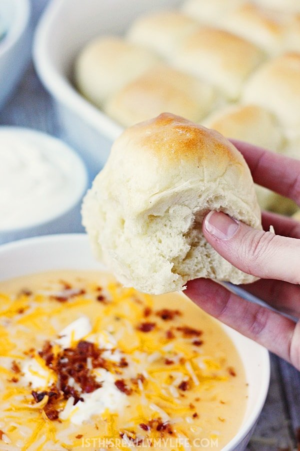 Light And Fluffy One Hour Dinner Rolls Half Scratched