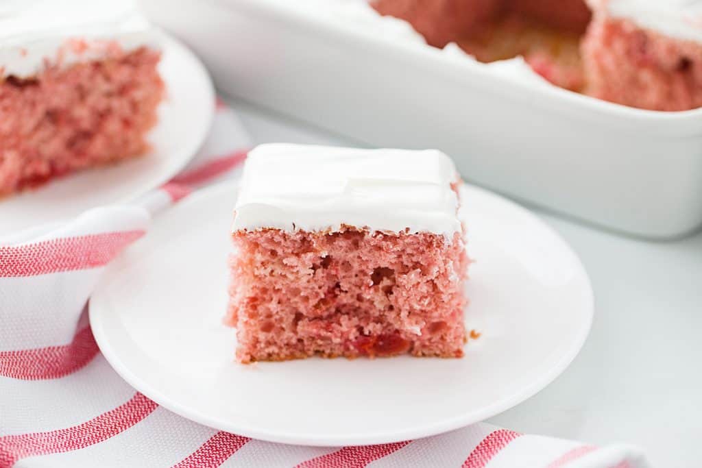 Easy Cherry Cake with Whipped Topping HalfScratched